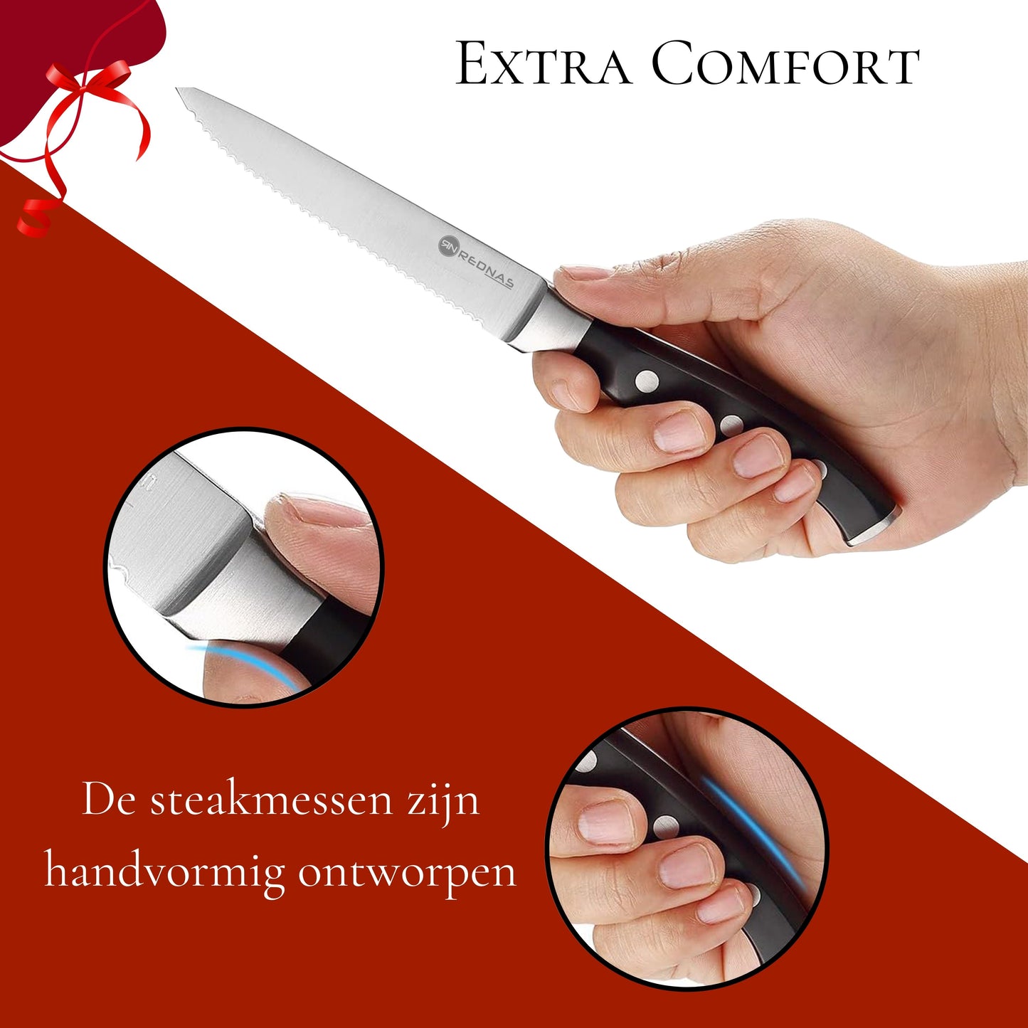 Rednas Steakmessen - incl. Steakmes Beschermers - Luxe Geschenkset