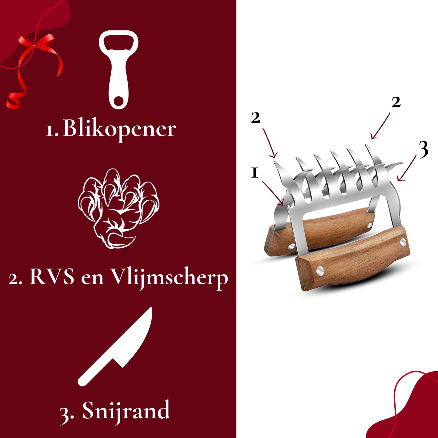 BBQ Handschoenen met Vleesklauwen incl. geschenkverpakking