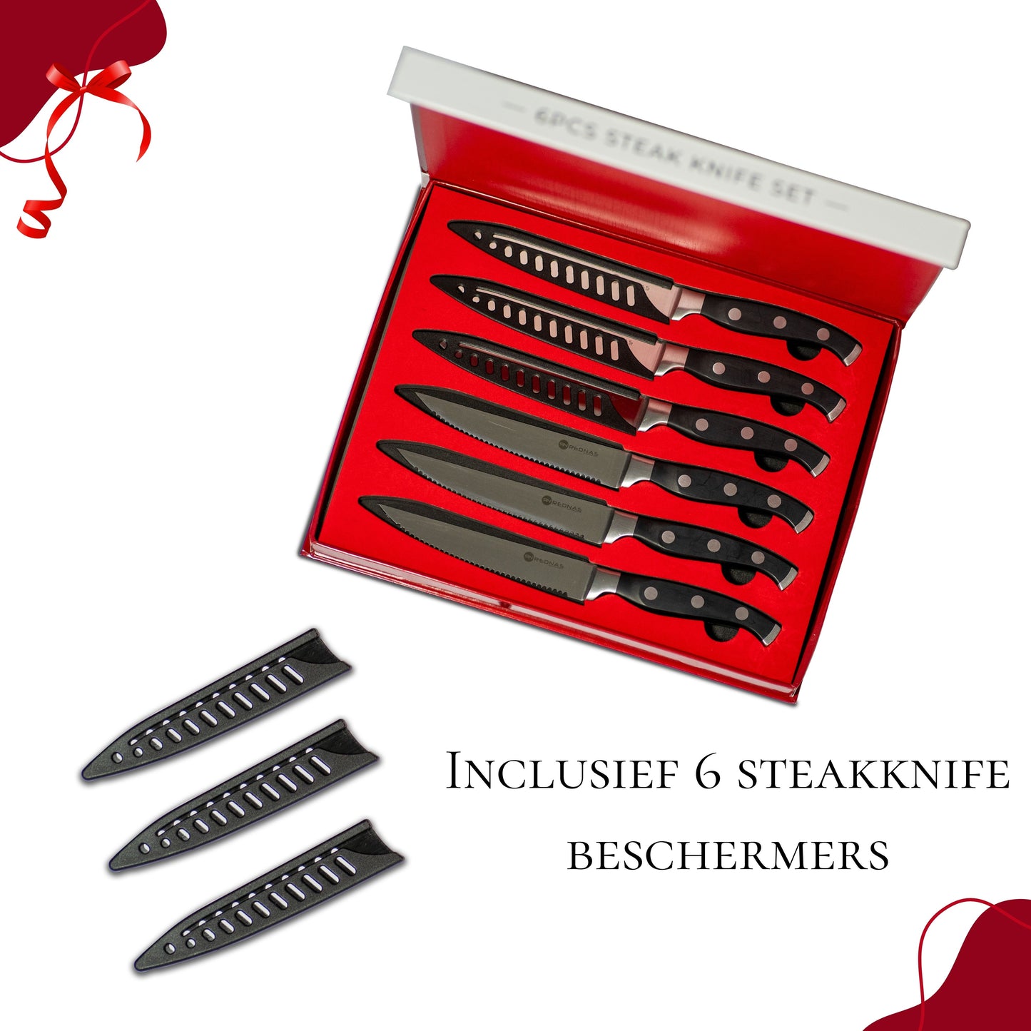 Rednas Steakmessen - incl. Steakmes Beschermers - Luxe Geschenkset