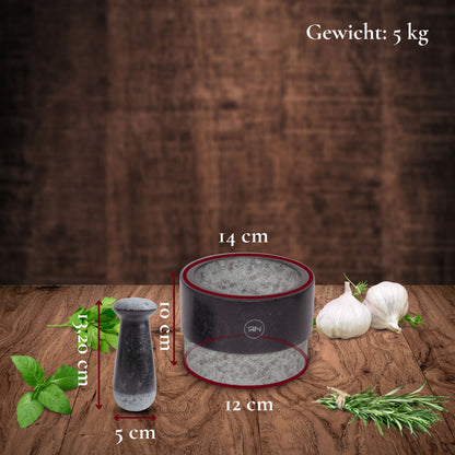 Vijzel en stamper incl. beschermmat