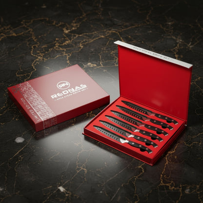 Rednas Steakmessen Set – 6-delige RVS Steakmessen in Luxe Giftbox