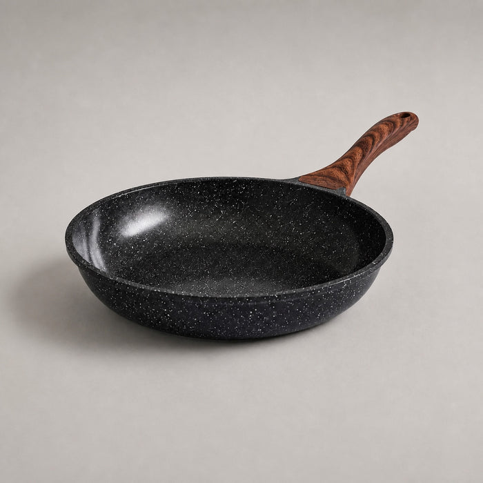 Rednas CeramiWood keramische koekenpan Ø28 cm met houtlook handgreep, vierkante productfoto.