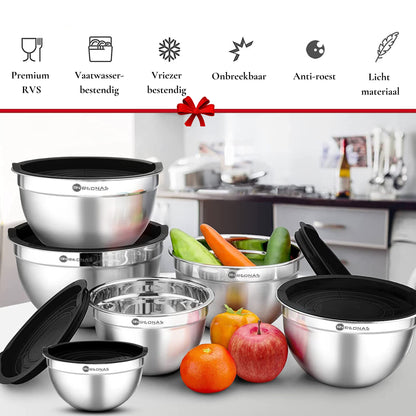 Rednas RVS Mengkommen met Deksel (6-delig)
