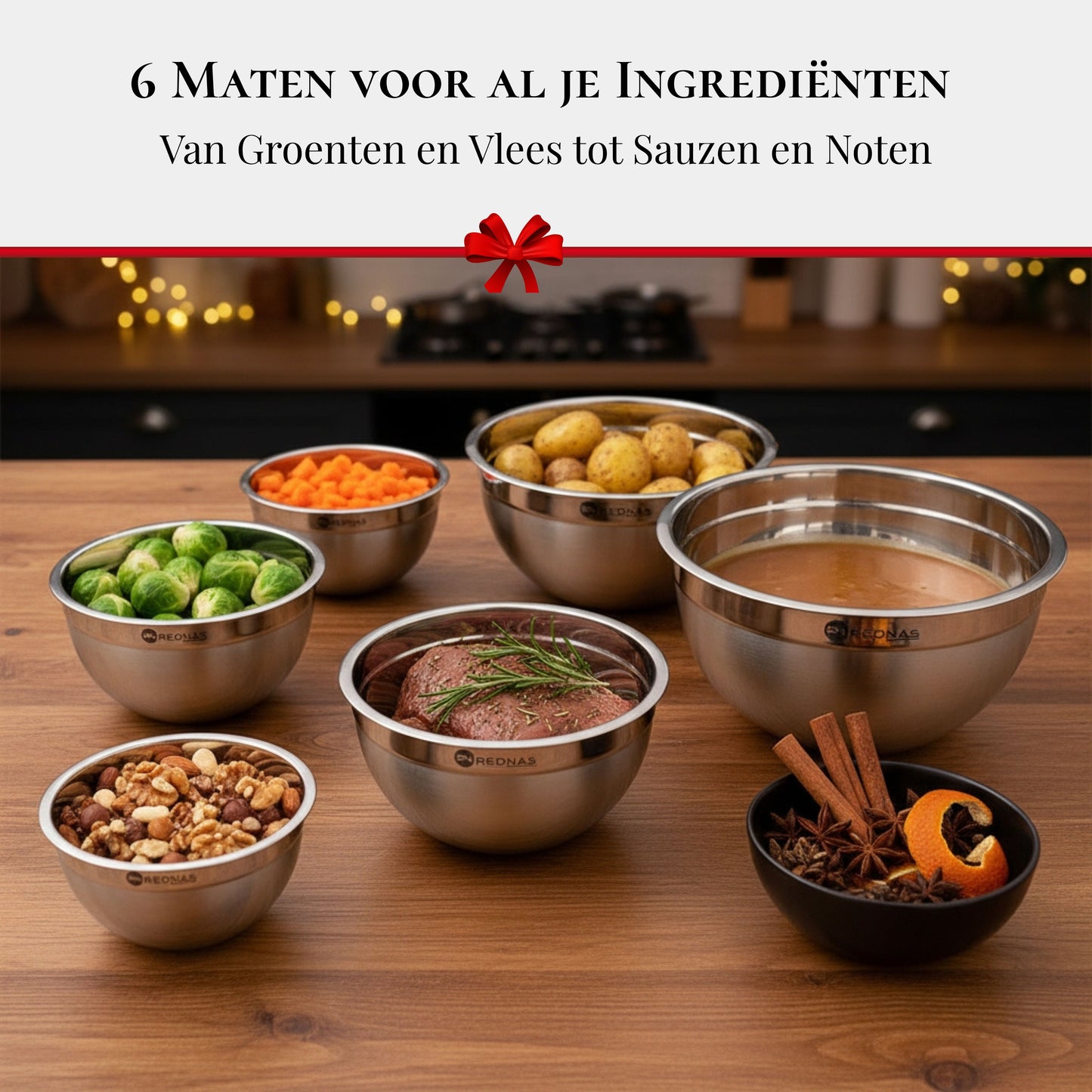 Rednas RVS Mengkommen met Deksel (6-delig)