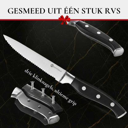 Rednas Steakmessen Set – 6-delige RVS Steakmessen in Luxe Giftbox