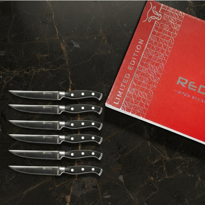 Rednas Steakmessen Set – 6-delige RVS Steakmessen in Luxe Giftbox