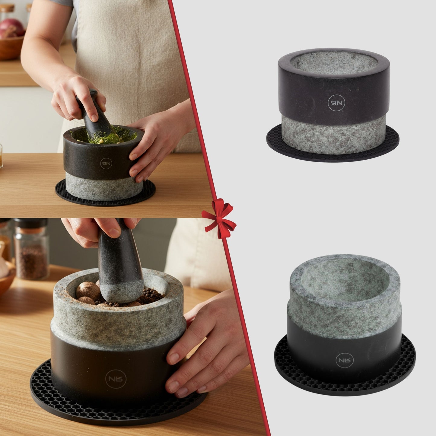 Rednas vijzel en stamper incl. beschermmat