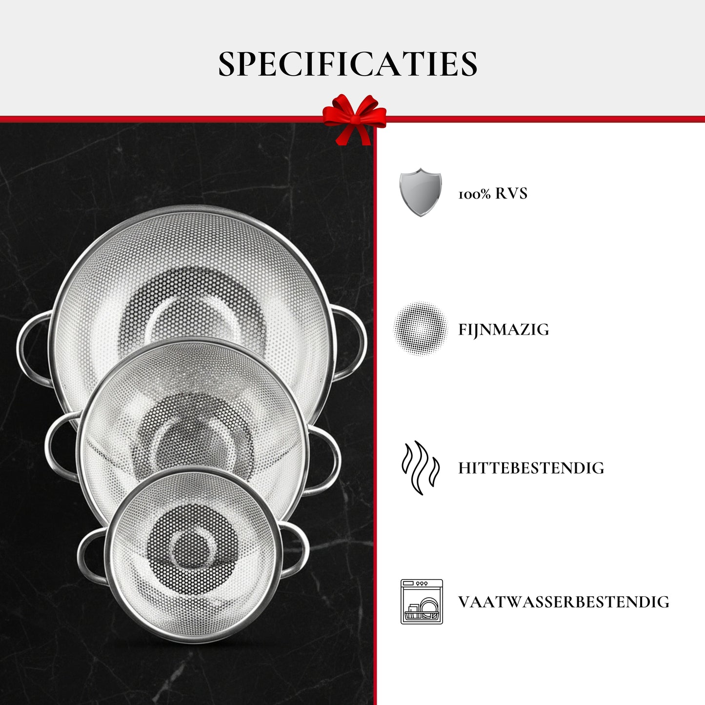 Rednas Vergiet Set 3-delig RVS